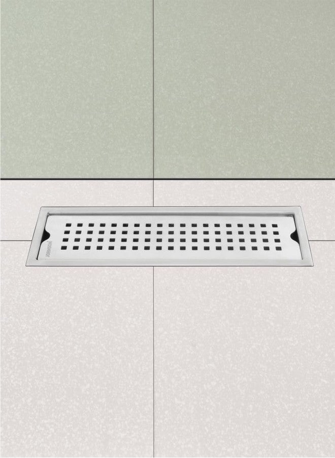 Johnson Bathrooms Johnson Sigma 4x12 inches Rectangle Shower Drain Channel | SS304 Grade Vertical Water Drain Channel| Floor Drain for Bathroom with Cockroach Trap | 2 Year Warranty (T3391C0 - Stainless Steel) - Image 4
